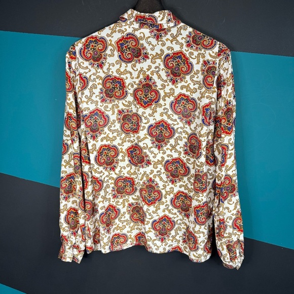 Vintage Liz Claiborne Collection Vibrant Paisley 1960's Inspired Shirt 8 - Picture 4 of 6